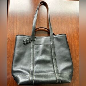 Coach black leather tote